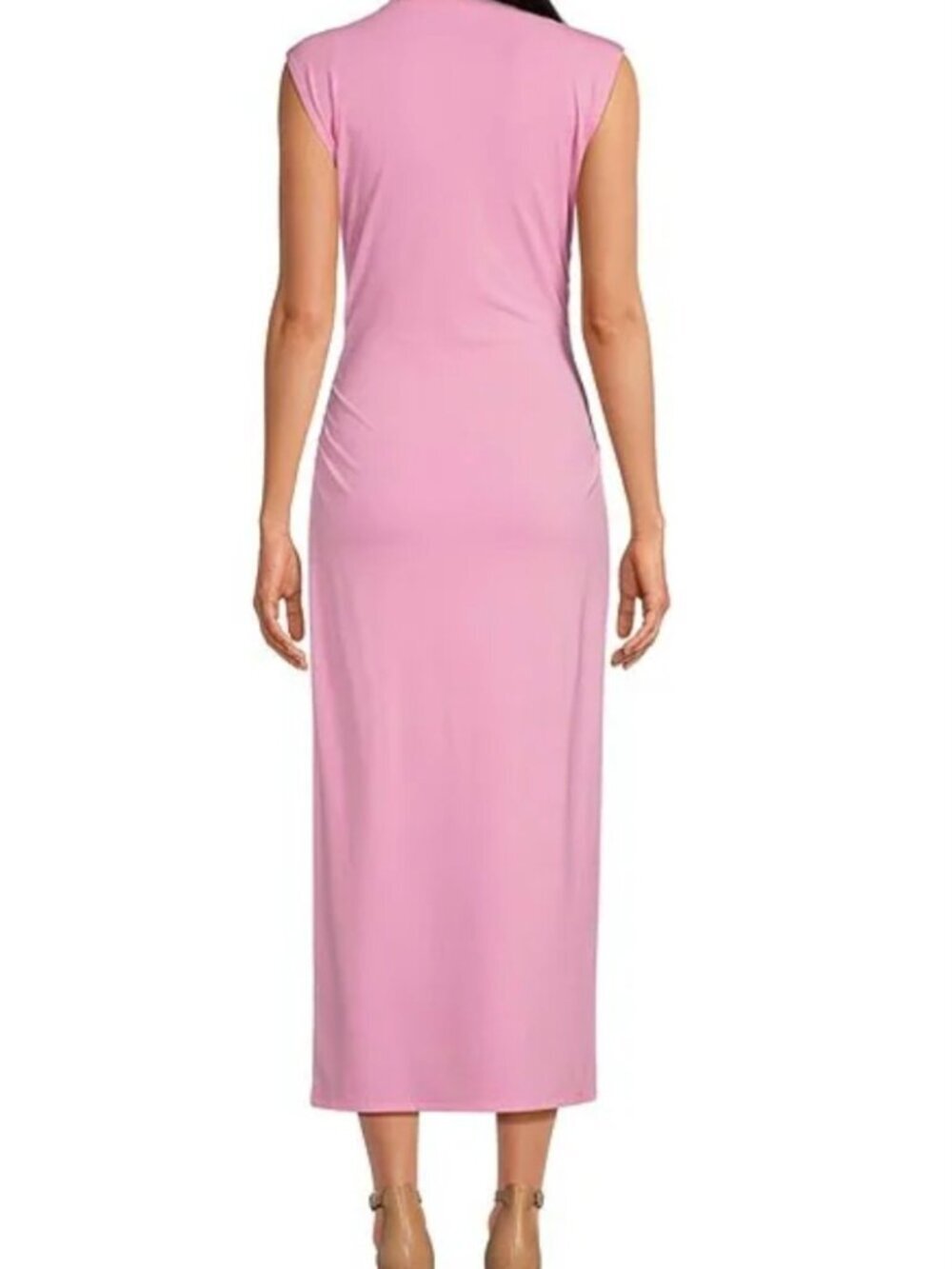 Gianni Bini NWOT Knit Mock Neck Cap Sleeve Bodycon Midi Dress Pink medium - Picture 8 of 8